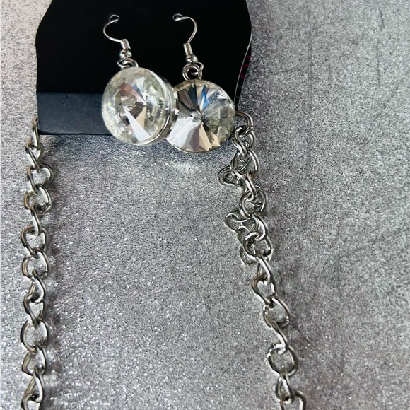 Chunky Rhinestone Statement Blingy Necklace & Earrings 4pc Bundle Set New NWT - Picture 9 of 11